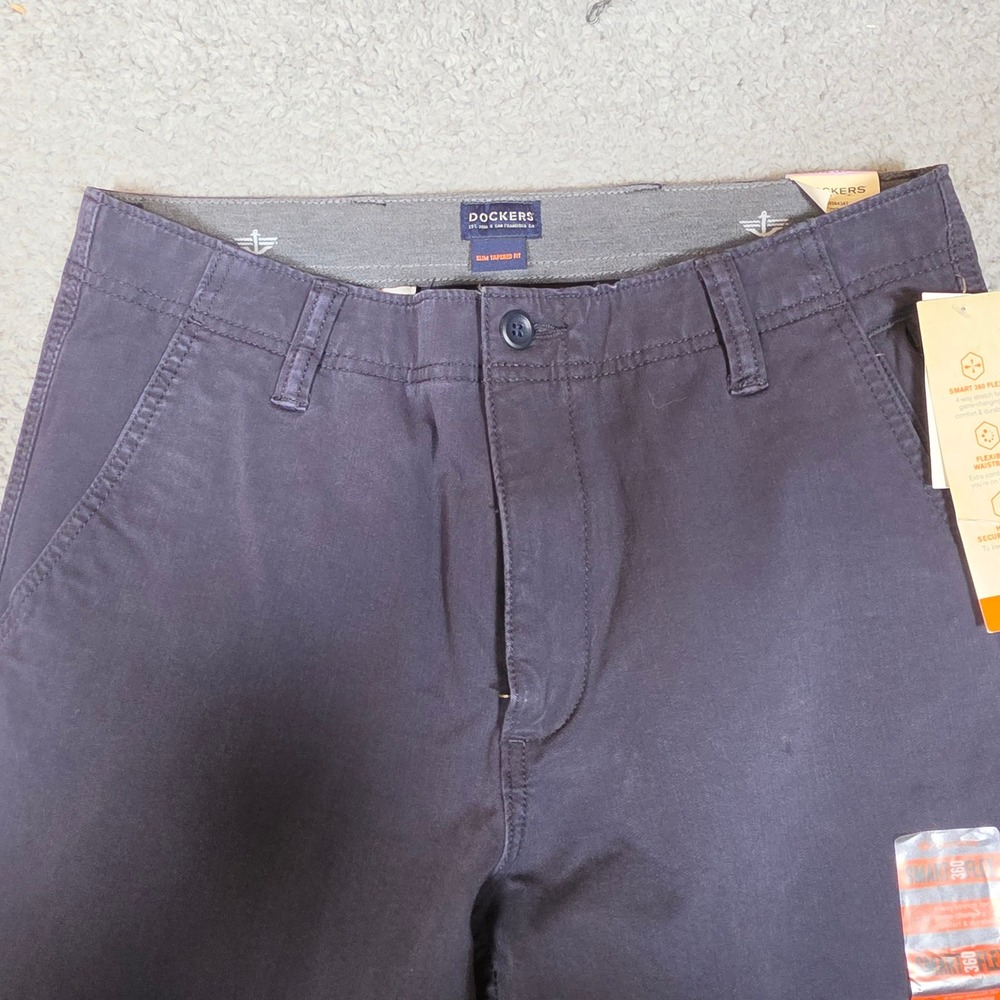 Dockers Smart 360 Flex Chino Pants Mens 32x29 Navy NWT Slim Tapered Fit - Picture 8 of 10